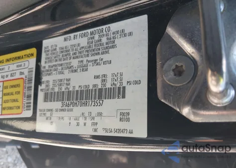 2017 Ford Fusion Se из США, поврежденный, VIN 3FA6P0H70HR173557